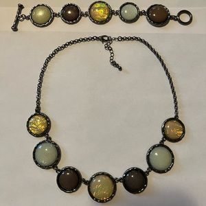 Earthy Bohemian necklace and bracelet set